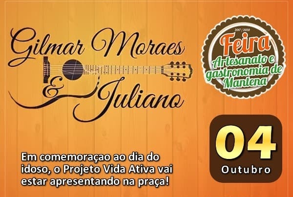 Gilmar Moraes e Juliano agitam a Feira de Artesanato e Gastronomia nesta quinta (04)
