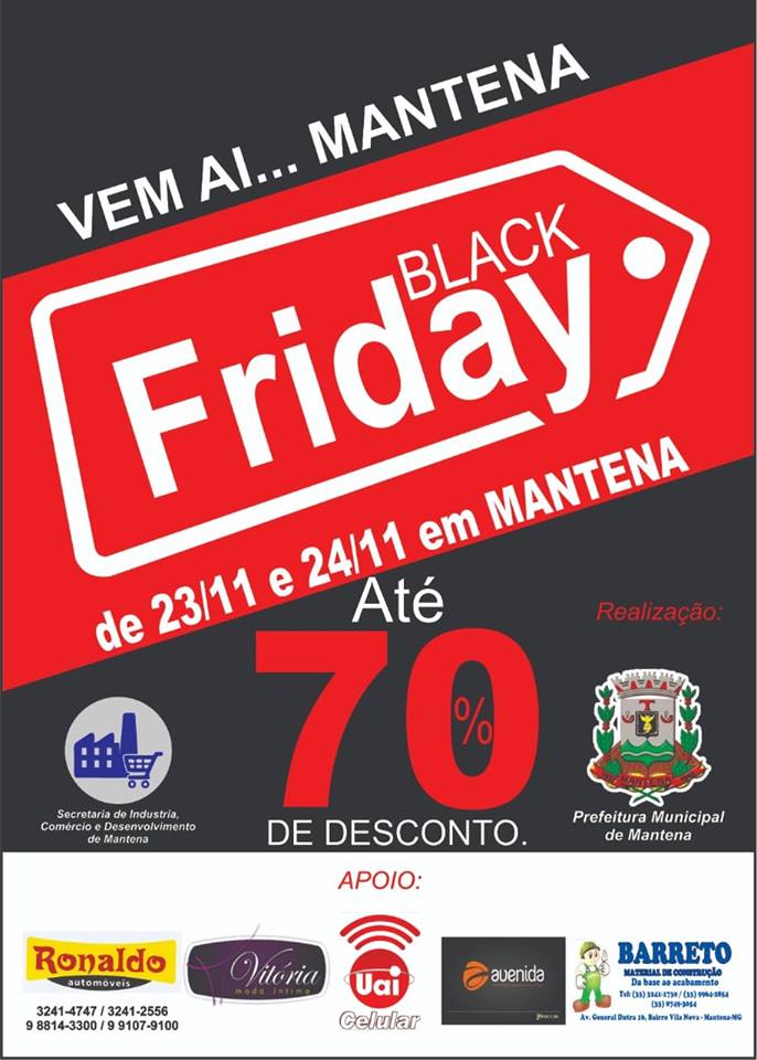 Black Friday promete aquecer o comércio, em Mantena