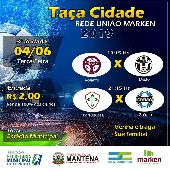 Volante x União e Portuguesa x Grêmio, entram em campo hoje pela terceira rodada da Taça Cidade Rede União Marken