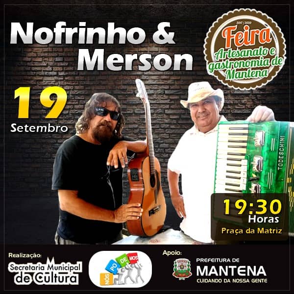 Moda de viola com Nofrinho e Merson nesta quinta (19), na Feira de Artesanato e Gastronomia