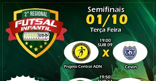 Finalistas do 2° Regional de Futsal Infantil serão conhecidos nesta terça