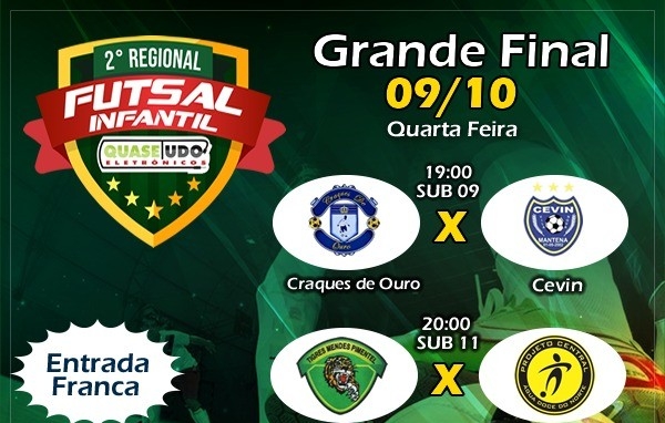 Finais do 2º Regional de Futsal Infantil Quase Tudo Eletrônicos acontece nesta quarta-feira (09)