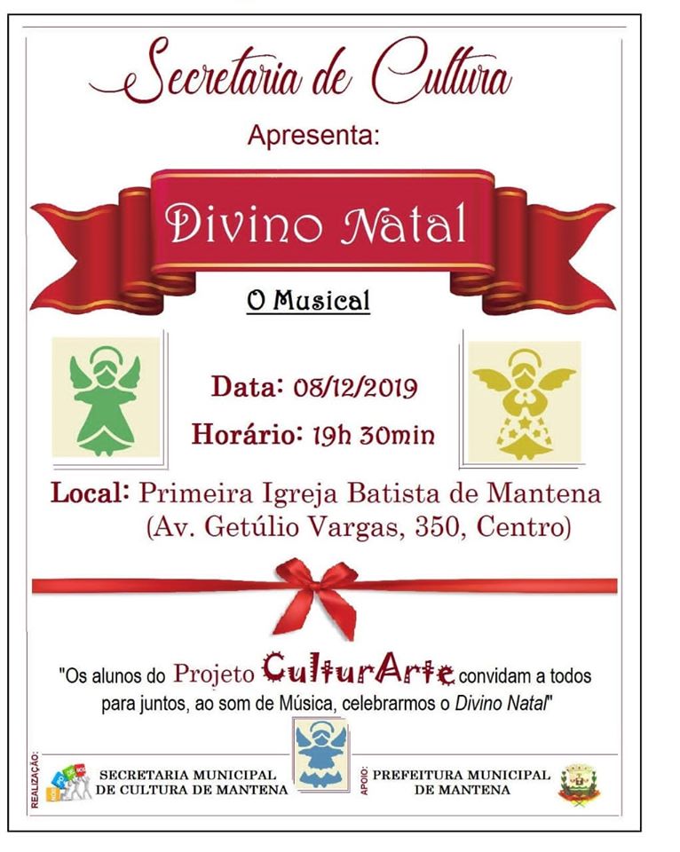 Prefeitura de Mantena apresenta musical “O Divino Natal” neste domingo (08)