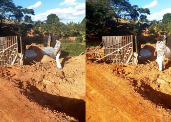 Prefeito João Rufino visita construção de bueiro Armco no Córrego Ponciano