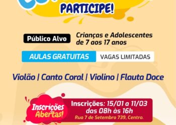 Projeto CulturArte está com inscrições abertas para cursos de música
