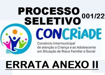 Errata Anexo II do Processo Seletivo 001/2022 do CONCRIADE. Confira!
