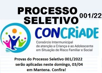 Provas do Processo Seletivo CONCRIADE 001/2022 serão aplicadas neste domingo 03/04. Confira!