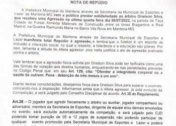 NOTA DE REPÚDIO – SECRETARIA MUNICIPAL DE ESPORTE E LAZER