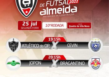 Acontece hoje a 10ª rodada da Taça Cidade de Futsal Almeida Materiais de Construção; CONFIRA OS JOGOS