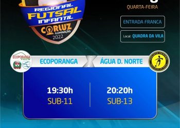 ⚽️🏆🥇ECOPORANGA E ÁGUA DOCE DO NORTE SE EMFRENTAM HOJE NO CAMPEONATO REGIONAL DE FUTSAL INFANTIL COR LUZ ILUMINAÇÃO