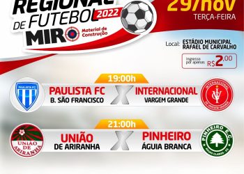 É HOJE! Dois grandes jogos do Regional de Futebol Miro Material de Construção