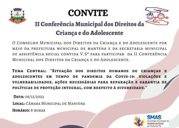 II Conferência Municipal dos Direitos da Criança e do Adolescente acontece no dia 6 de dezembro