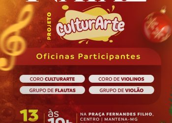 Recital de Natal do Projeto CulturArte acontece nesta terça (13) na Praça da Matriz