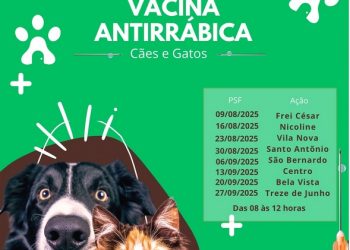 Secretaria de Saúde realiza campanha de vacinação antirrábica para cães e gatos