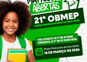 Inscrições abertas para a 21ª Olimpíada Brasileira de Matemática das Escolas Públicas (OBMEP)