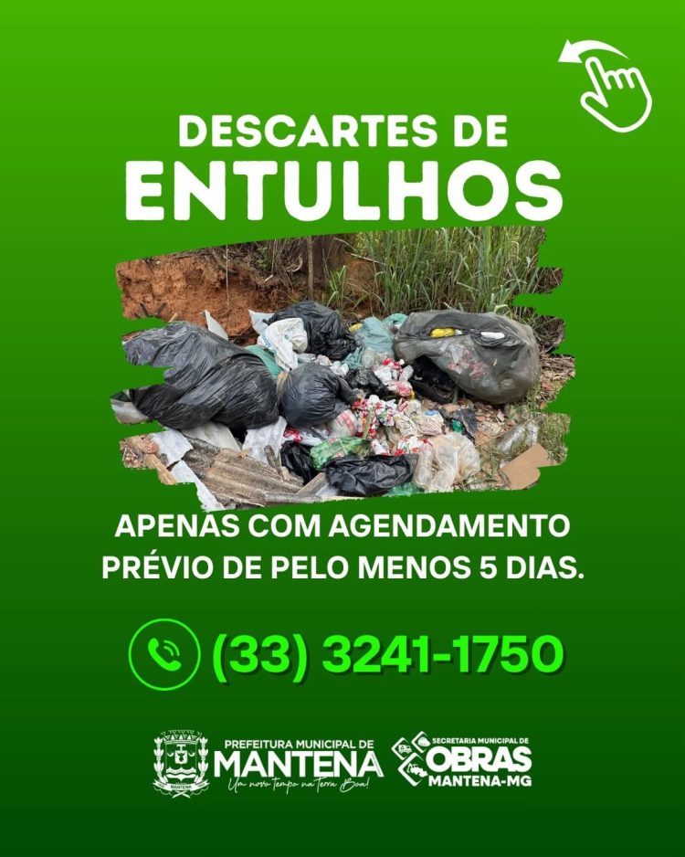 Prefeitura reforça importância da colaboração da população para manter Mantena limpa e organizada