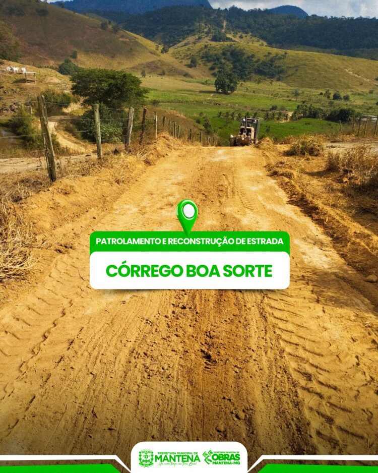 Prefeitura avança com recuperação de estradas rurais no Córrego Boa Sorte